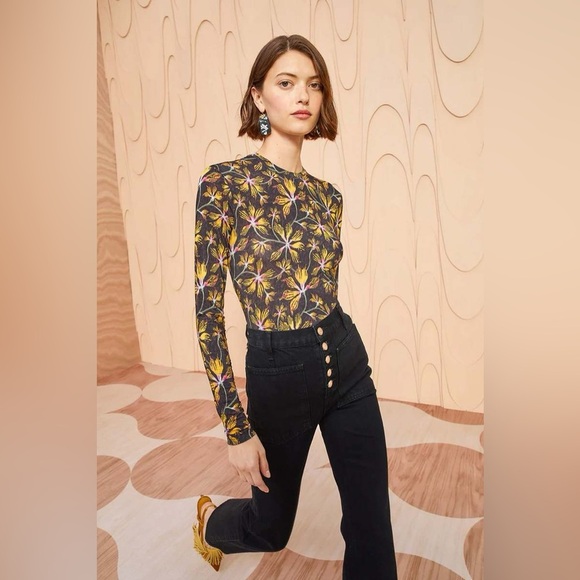 Ulla Johnson Aurelia Turtleneck Floral Long Sleeve Top - Picture 8 of 9